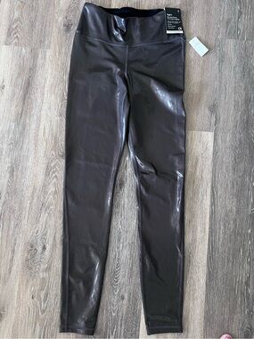 GAP Faux Leather-Look High Waist Leggings- Dark Brown (closer to dark silver)